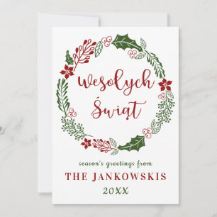 Aangepaste Poolse vrolijke kerst Feestdagenkaart