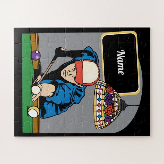 Aangepaste poolspeler Billiards Jigzaag Puzzle Legpuzzel (Horizontaal)