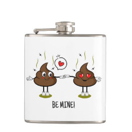 Aangepaste poop Emoji Love Couple Heupfles