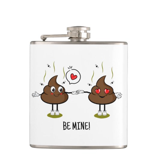 Aangepaste poop Emoji Love Couple Heupfles (Voorkant)