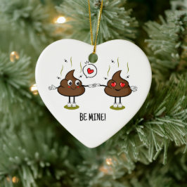 Aangepaste poop Emoji Love Couple Keramisch Ornament