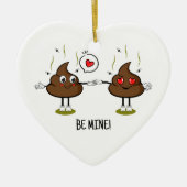 Aangepaste poop Emoji Love Couple Keramisch Ornament (Voorkant)