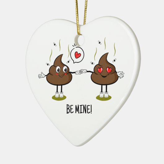 Aangepaste poop Emoji Love Couple Keramisch Ornament (Links)