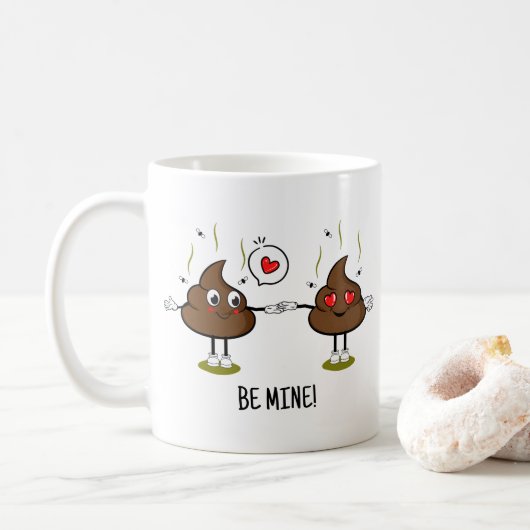 Aangepaste poop Emoji Love Couple Koffiemok (Met donut)