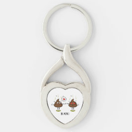 Aangepaste poop Emoji Love Couple Sleutelhanger