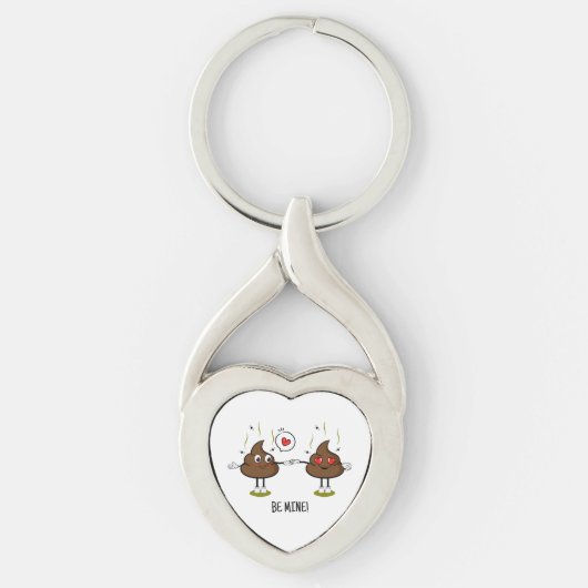 Aangepaste poop Emoji Love Couple Sleutelhanger (Voorkant)
