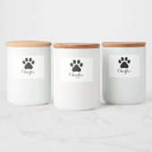 Aangepaste pootafdruk hondenvoer container label m voedselcontainer etiket (Flessen)
