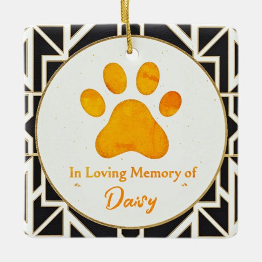 Aangepaste pootafdruk Memorial Pet Loss Keepsake Keramisch Ornament (Voorkant)