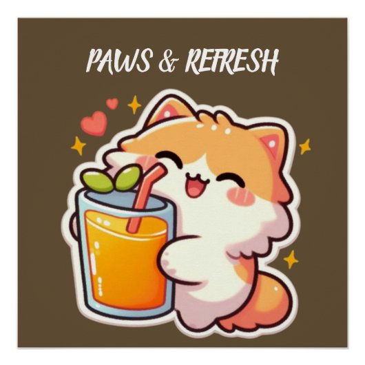 Aangepaste Pootjes en Refresh Cute Kat Ontwerp Perfect Poster (Voorkant)