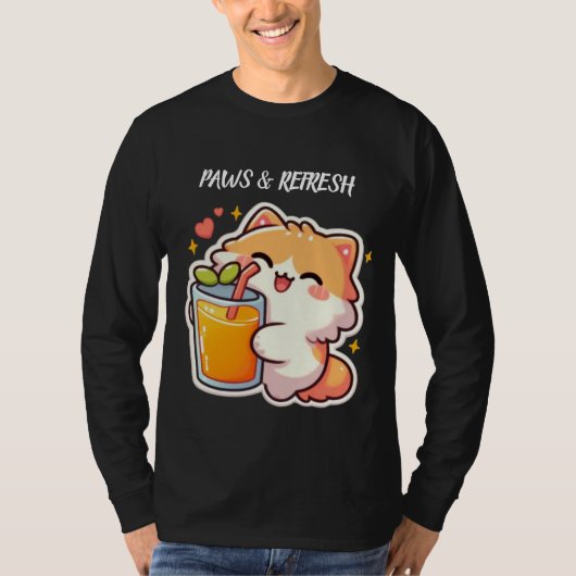 Aangepaste Pootjes en Refresh Cute Kat Ontwerp T-shirt (Voorkant)