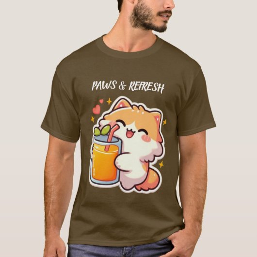 Aangepaste Pootjes en Refresh Cute Kat Ontwerp T-shirt (Voorkant)