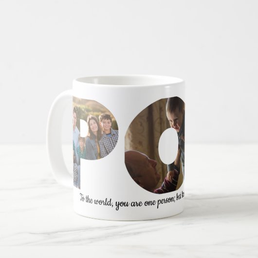 Aangepaste POP 3 Photo Collage Quote Vaderdag Koffiemok (Voorkant links)