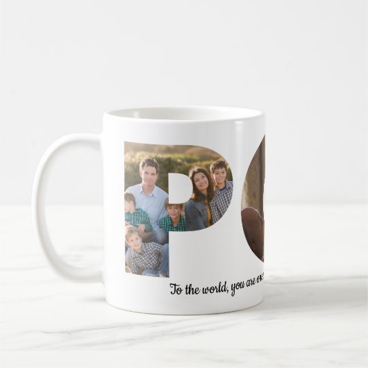 Aangepaste POP 3 Photo Collage Quote Vaderdag Koffiemok (Links)