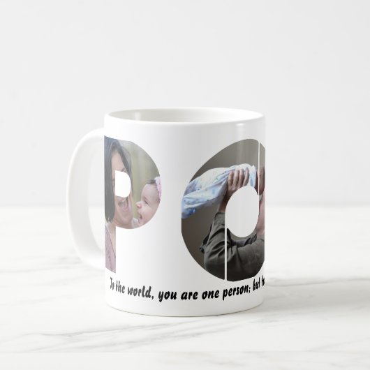 Aangepaste POP 3 Photo Collage Quote Vaderdag Koffiemok (Voorkant links)