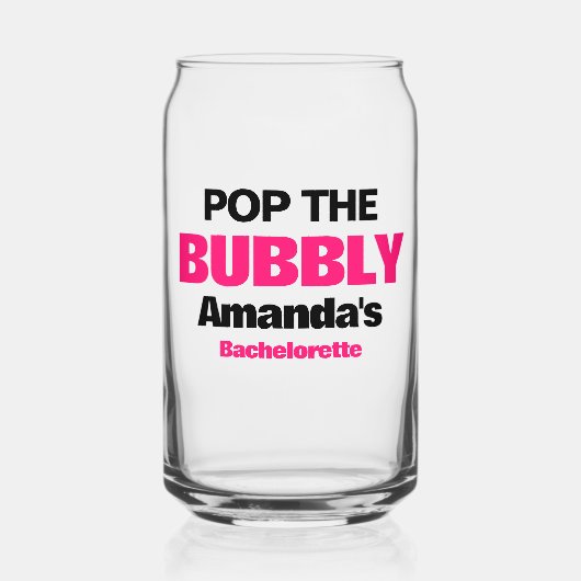 Aangepaste Pop De Bubbly Bachelorette Party Favors Blikvorm Glas (Voorkant)