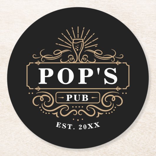 Aangepaste Pop Pub Home Bar Jaar ingesteld Ronde Kartonnen Onderzetter (Voorkant)