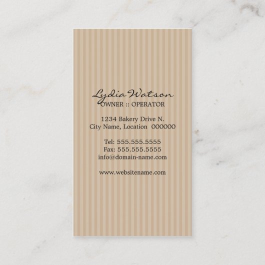 Aangepaste Poppen bakkerij Visitekaartje (Achterkant)