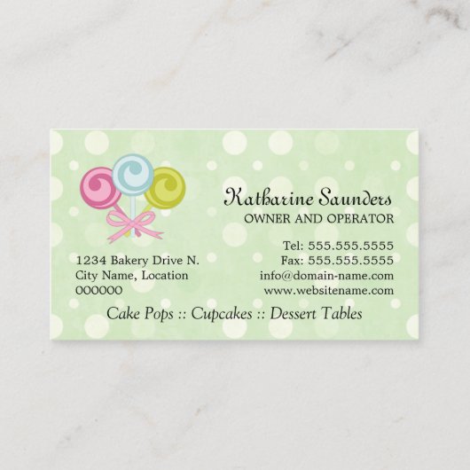 Aangepaste Poppen bakkerij Visitekaartje (Achterkant)