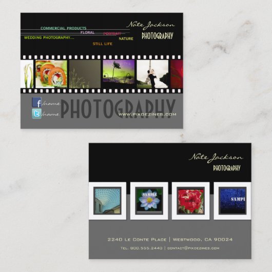 Aangepaste portfolio visitekaartjes foto's sjabloo (Voorkant / Achterkant)