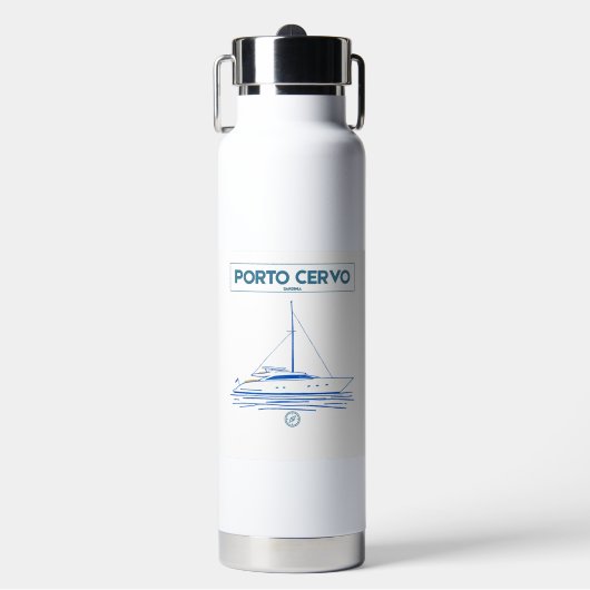 Aangepaste Porto Cervo Zeiljacht Luxe Waterfles (Voorkant)