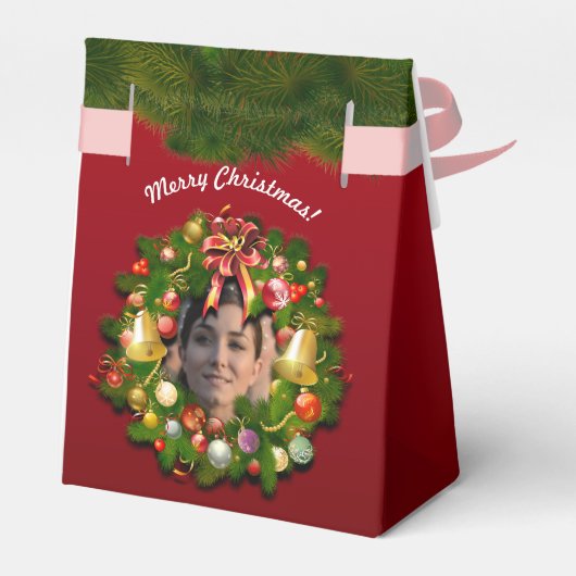 Aangepaste portret Kerstkrans Bedankdoosjes (Achterkant)