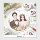 Aangepaste portret stickers van het paar (Vel)