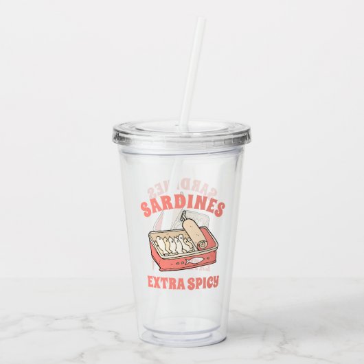 Aangepaste Portugal Lover Sardines Lichtroze Tekst Acryl Drinkbeker (Achterkant)