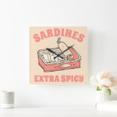 Aangepaste Portugal Lover Sardines Lichtroze Tekst Vierkante Klok (Huis)