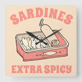 Aangepaste Portugal Lover Sardines Lichtroze Tekst Vierkante Klok