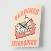 Aangepaste Portugal Lover Sardines Lichtroze Tekst Vierkante Klok (Hoek)
