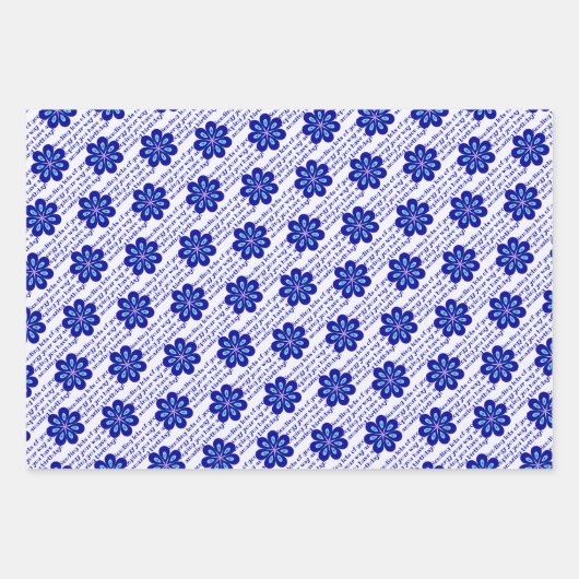 Aangepaste Positieve Vibes, Blauwe Bloemen Kwaad O Inpakpapier Vel (Voorkant 2)