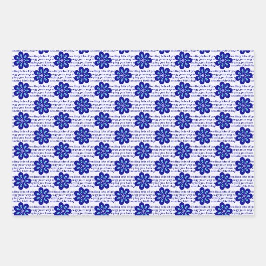 Aangepaste Positieve Vibes, Blauwe Bloemen Kwaad O Inpakpapier Vel (Voorkant)