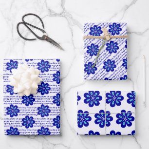 Aangepaste Positieve Vibes, Blauwe Bloemen Kwaad O Inpakpapier Vel