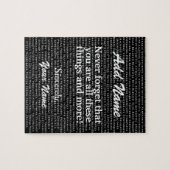 Aangepaste positieve woorden Bevestiging Naam toev Legpuzzel (Horizontaal)