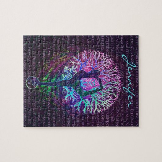 Aangepaste positieve woorden Bevestiging Naam toev Legpuzzel (Horizontaal)