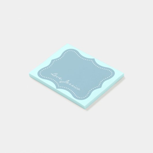 Aangepaste Post-it® notes blauwe haakje turquoise (Schuin)