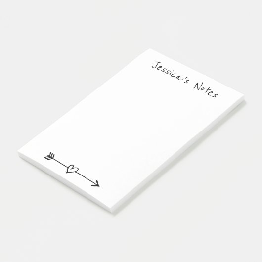 Aangepaste Post-it® notes met een leuke hartpijl (Schuin)