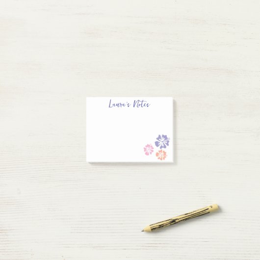 Aangepaste Post-it® notes met Hibiscus bloem logo (Op bureau)