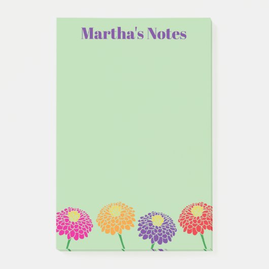 Aangepaste Post-it® notes met kleurrijke Zinnia bl (Voorkant)