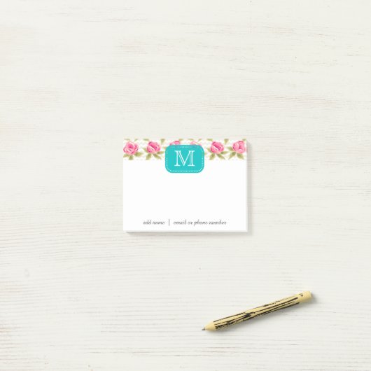 Aangepaste Post-it® notes met rozen (Op bureau)