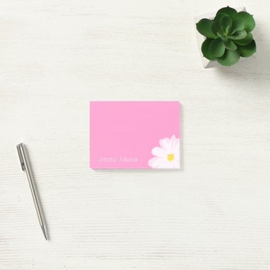 Aangepaste Post-it® notes roze met dagbloem (Kantoor)
