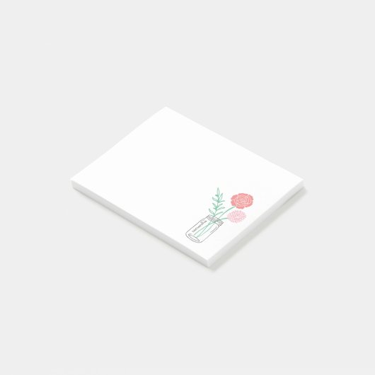Aangepaste Post-it notities | Botanische Mason Jar Post-it® Notes (Schuin)