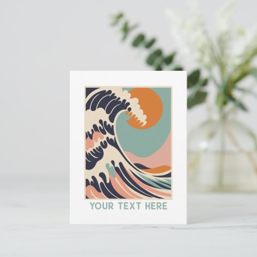 Aangepaste Post Kaart Giant Wave Print in Pastels (Staand voorkant)