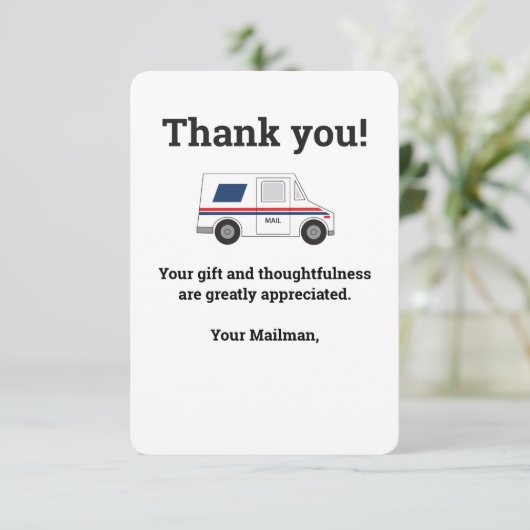 Aangepaste postbode bedankkaart (Staand voorkant)