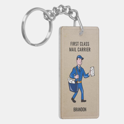 Aangepaste postbrief voor Retro Mailman Sleutelhanger (Voorkant Links)