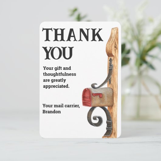 Aangepaste postbus postbus bedankt creditcard (Staand voorkant)
