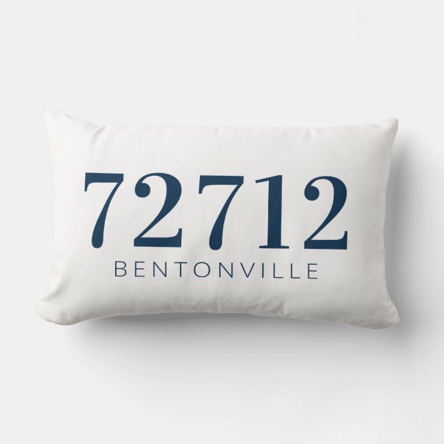 Aangepaste postcode Hometown Pillow Navy White Kussen (Voorkant)