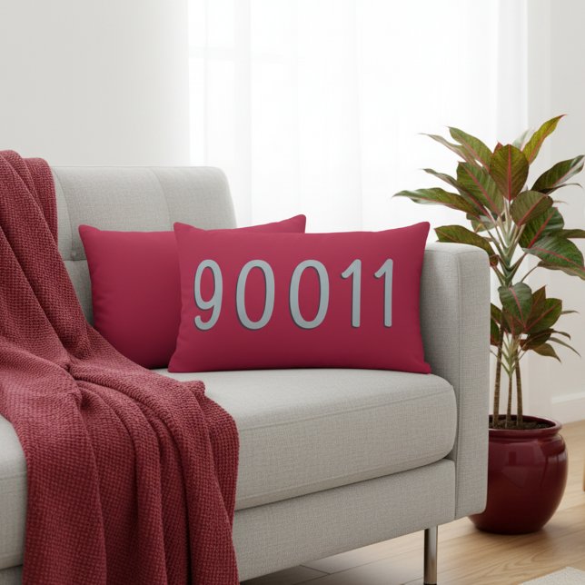 Aangepaste postcode locatie kussen - kardinaal roo (Burgundy red ZIP code lumbar pillow. Customize it with your own's home lozation.)