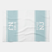 Aangepaste postcode & staat Housewarming Gift Blue Theedoek (Horizontaal)