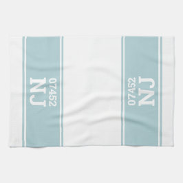 Aangepaste postcode & staat Housewarming Gift Blue Theedoek